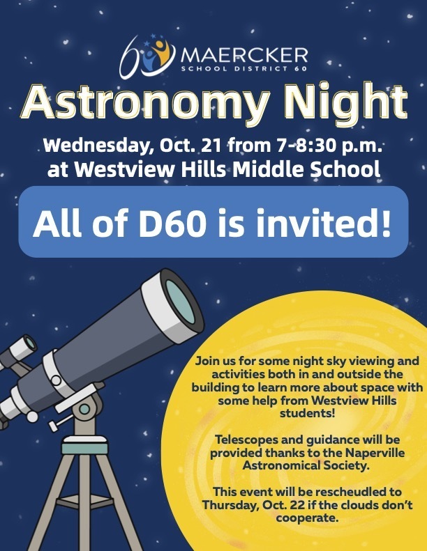 Flyer advertising Astronomy Night on Wednesday, October 21