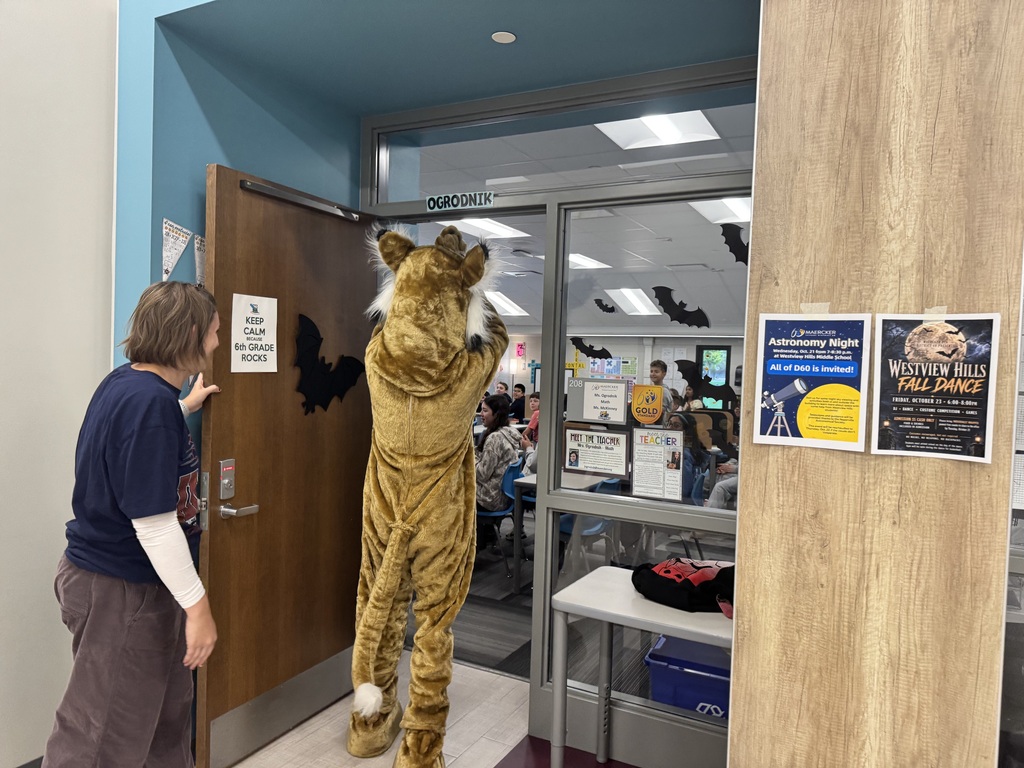 wildcat mascot in classroom