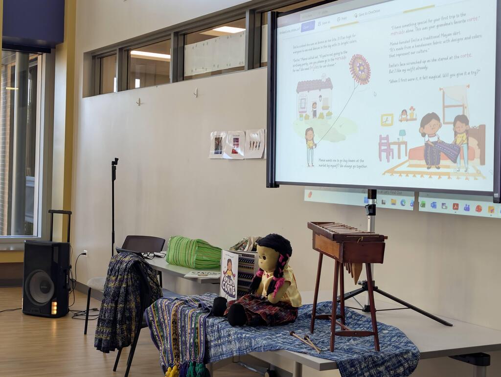 presentation screen and table