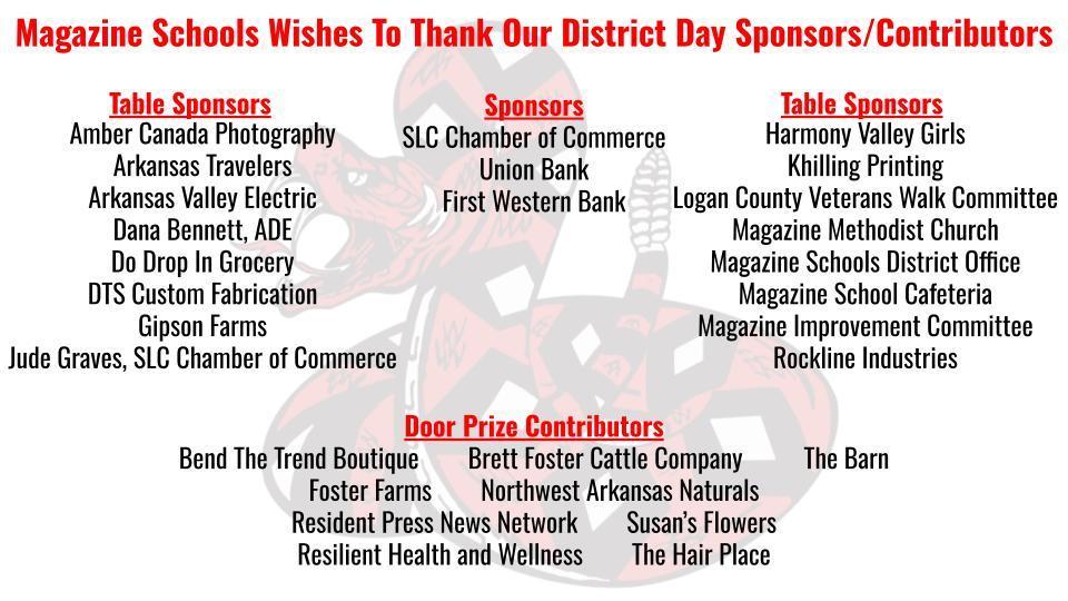 District Day Sponsors/Contributors