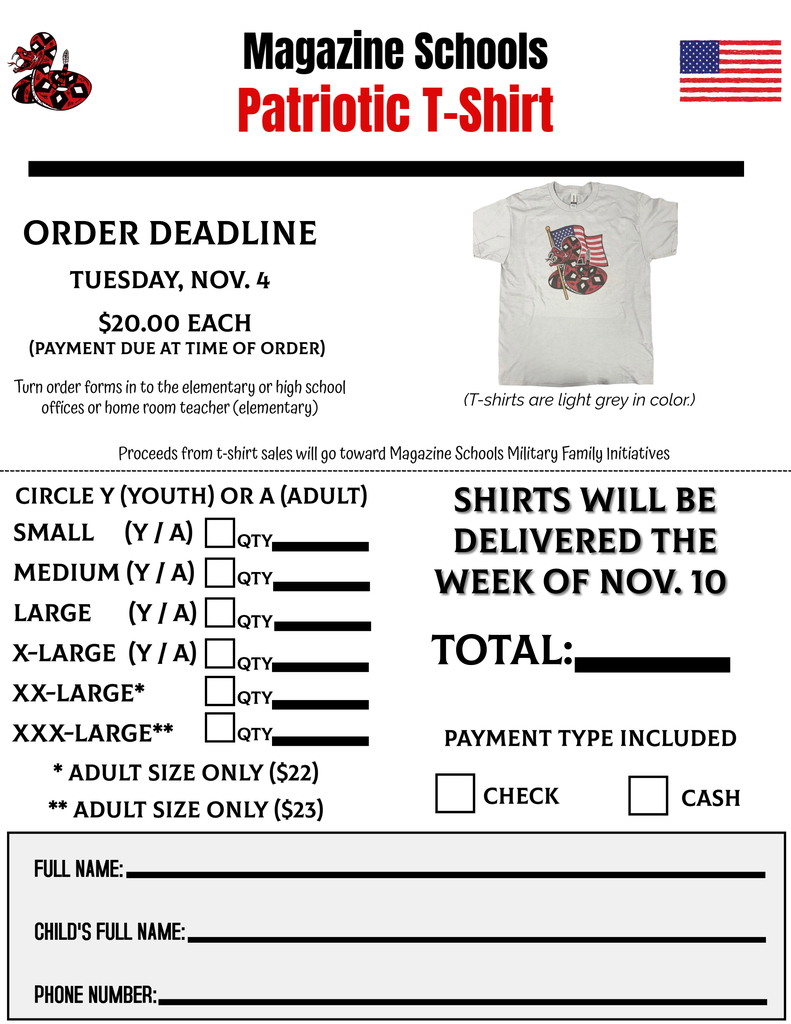 Patriotic Shirt order form