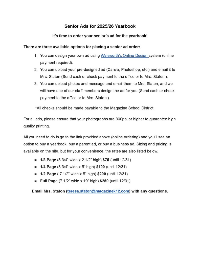 Senior ad in yearbook information