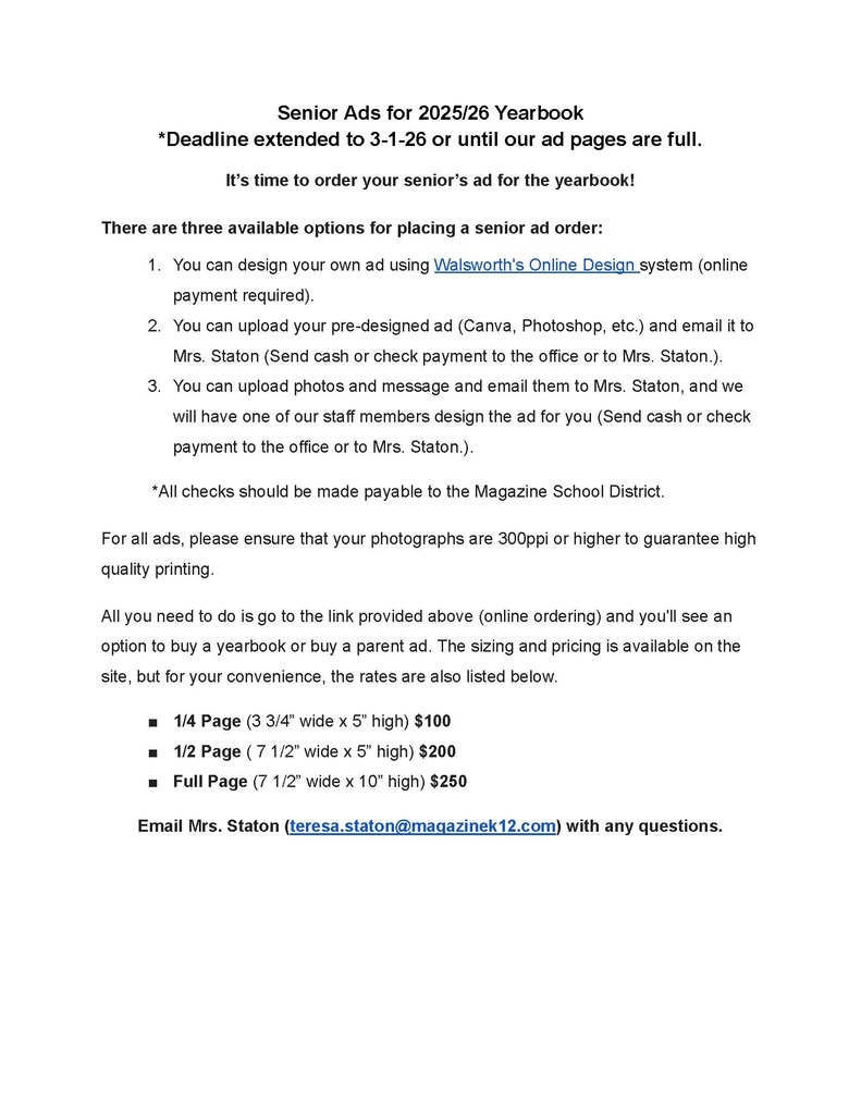 Senior Yearbook Ad Sales