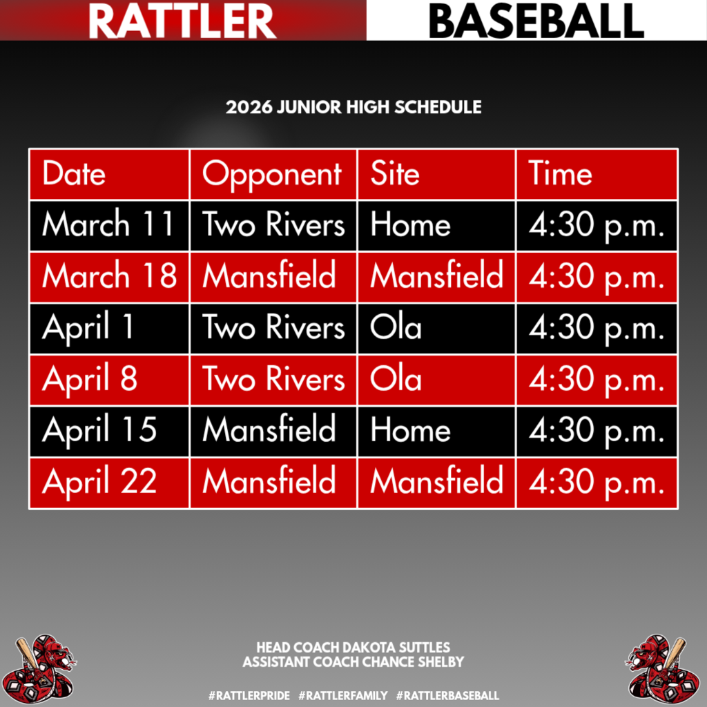 Junior High Baseball Schedule