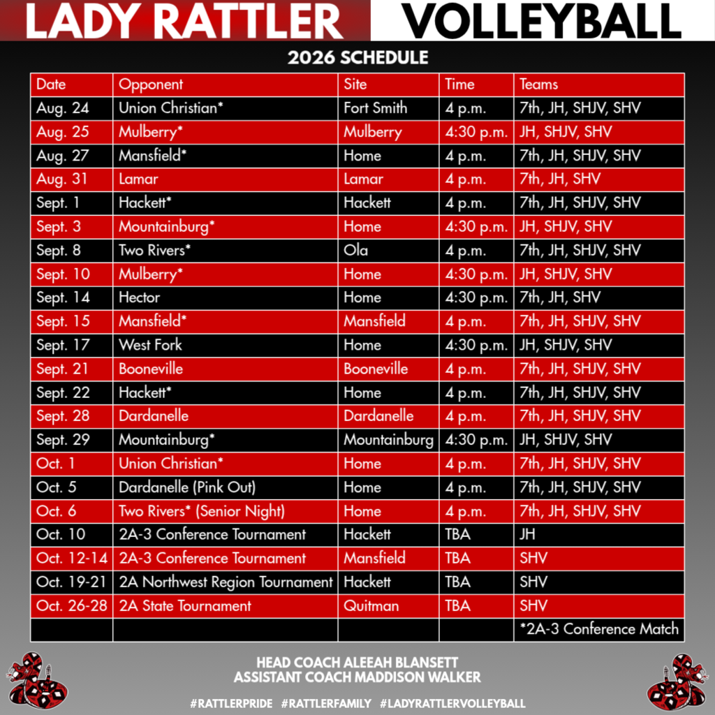 2026 Lady Rattler Volleyball Schedule