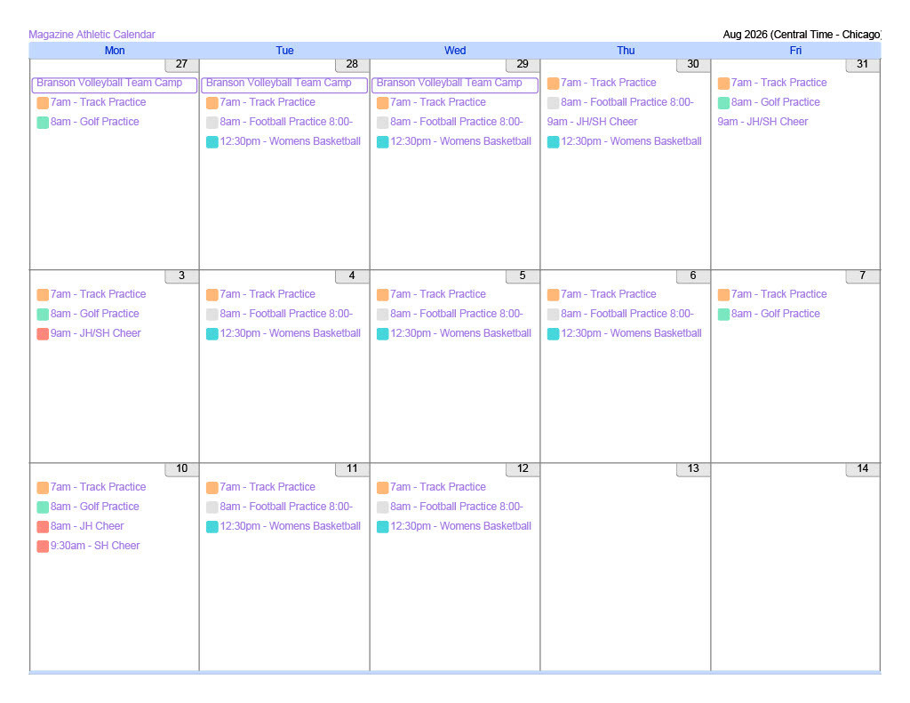Practice Schedules