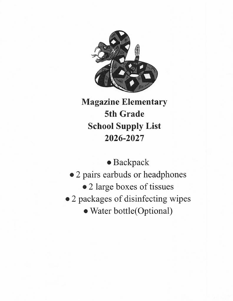 Fifth Grade Supply list