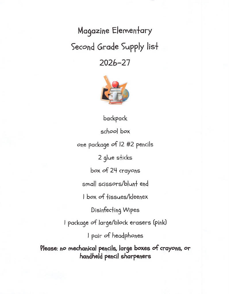 Second Grade Supply list