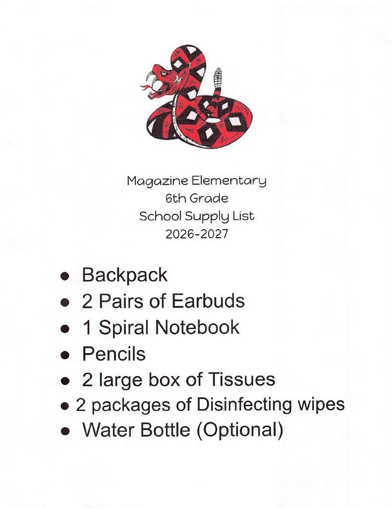 Sixth Grade Supply list
