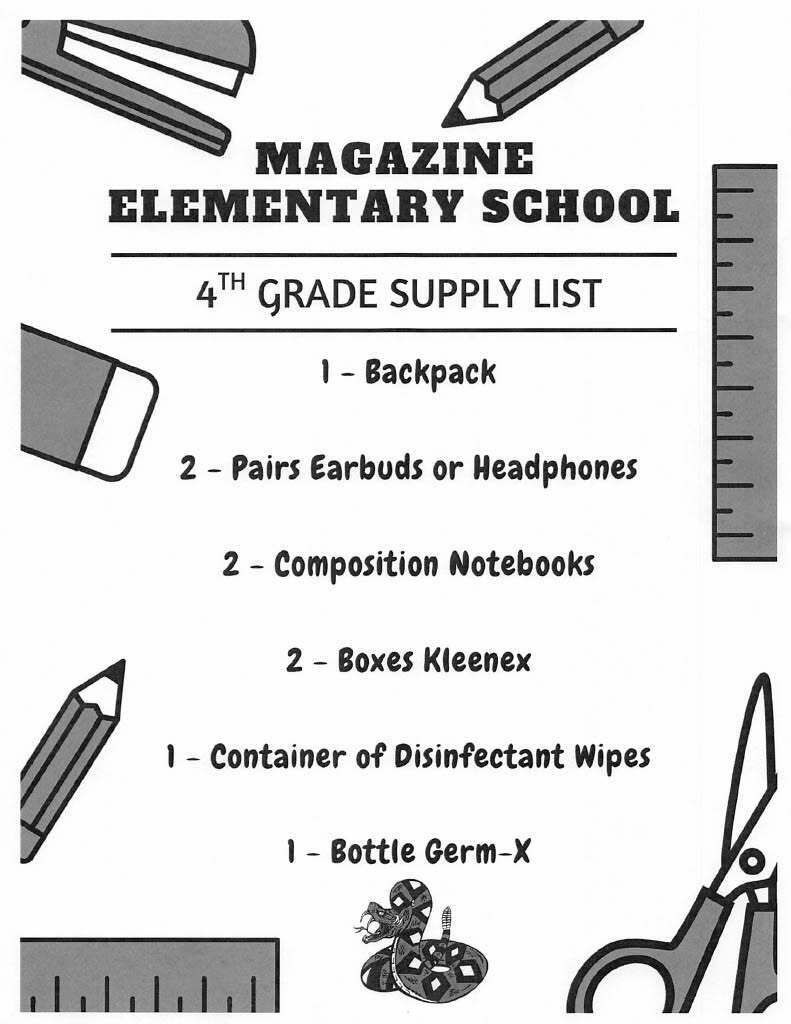 Fourth Grade supply list