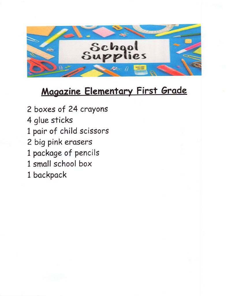 First Grade Supply List
