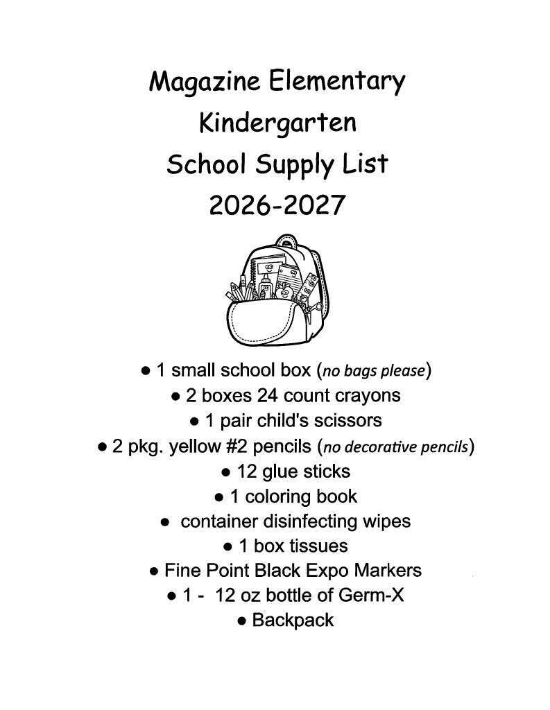 Kindergarten supply list