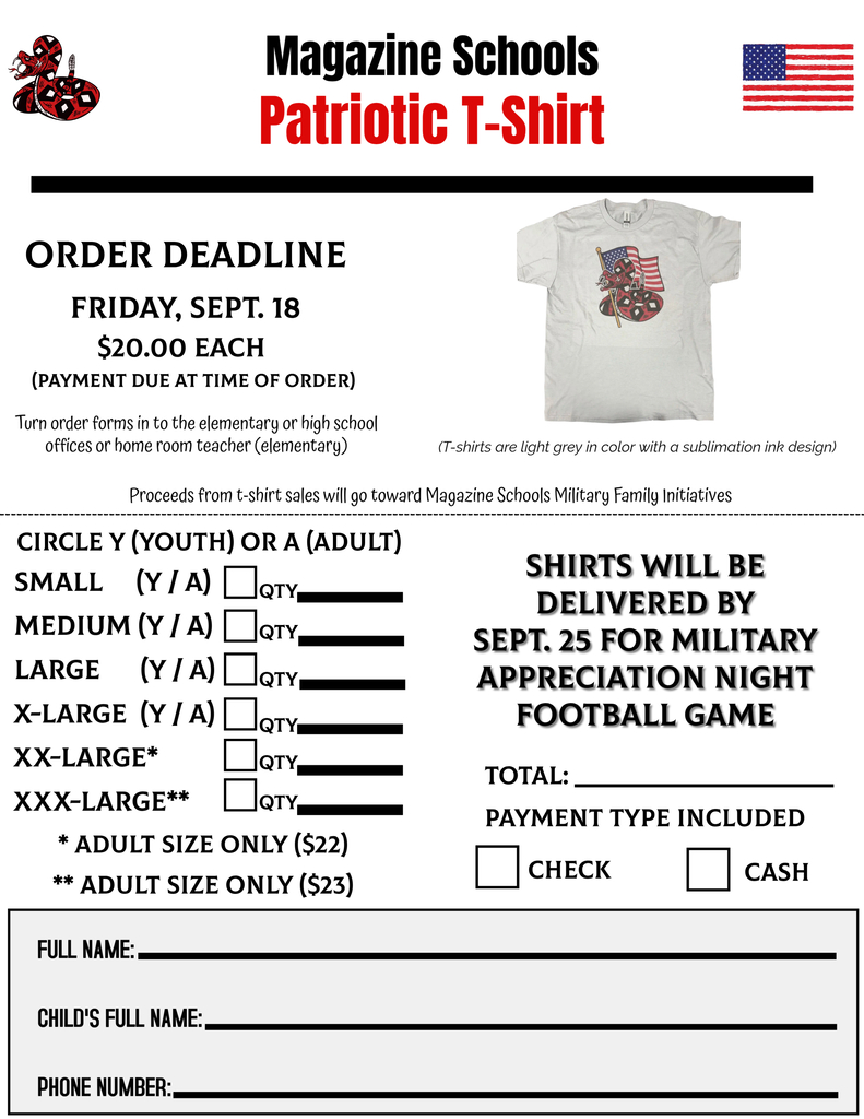 Patriotic T-Shirt Order Form