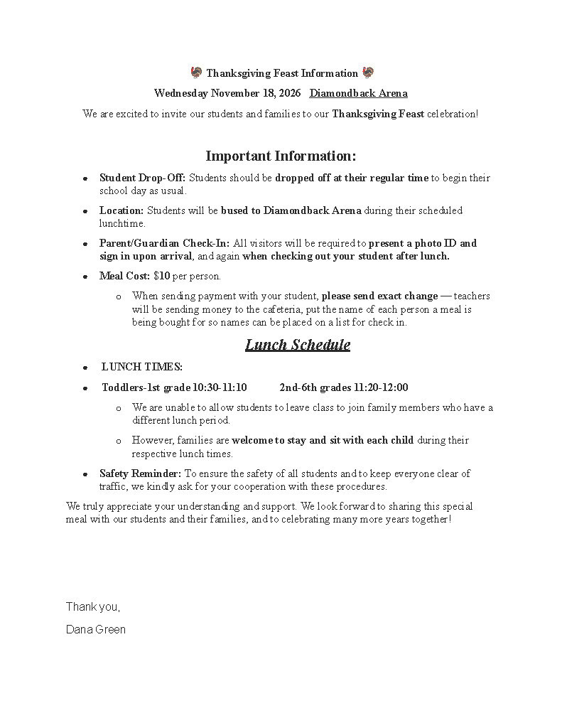 Thanksgiving Feast Elementary