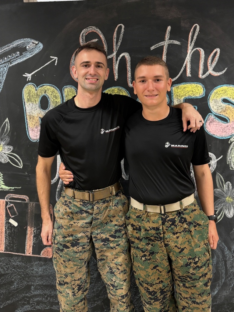 Marine Corps Recruiter, Sgt. Ivan Soulia and Private Caleb Wilson