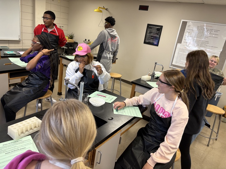 Students waiting on DNA to precipitate into test tube