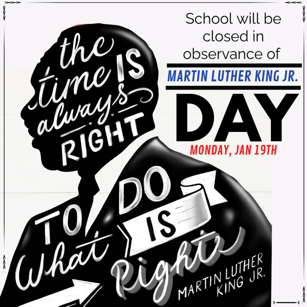 silhouette of Martin Luther King Jr. facing to reader's left with words embedded