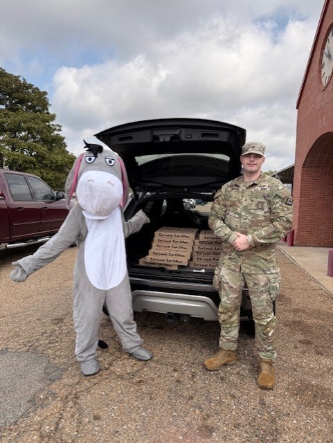Sgt. Tompkins and Mule Kick surprised MHS teachers and staff with lunch on Wednesday.