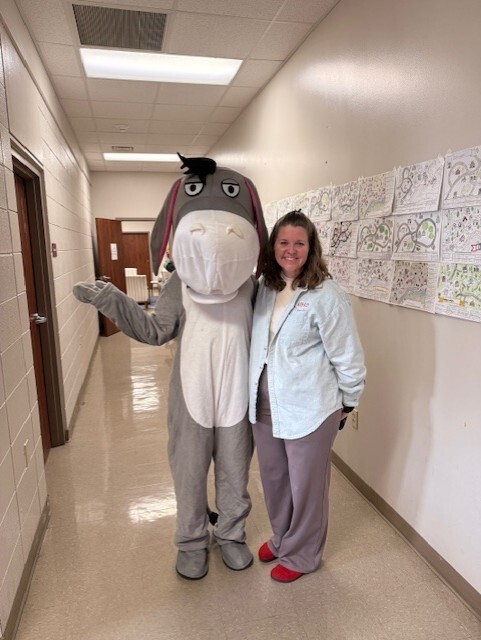 Mrs. Myers and the Mule Kick mascot