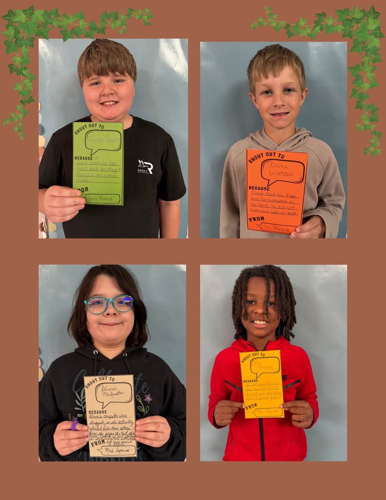 4th Grade Shout outs