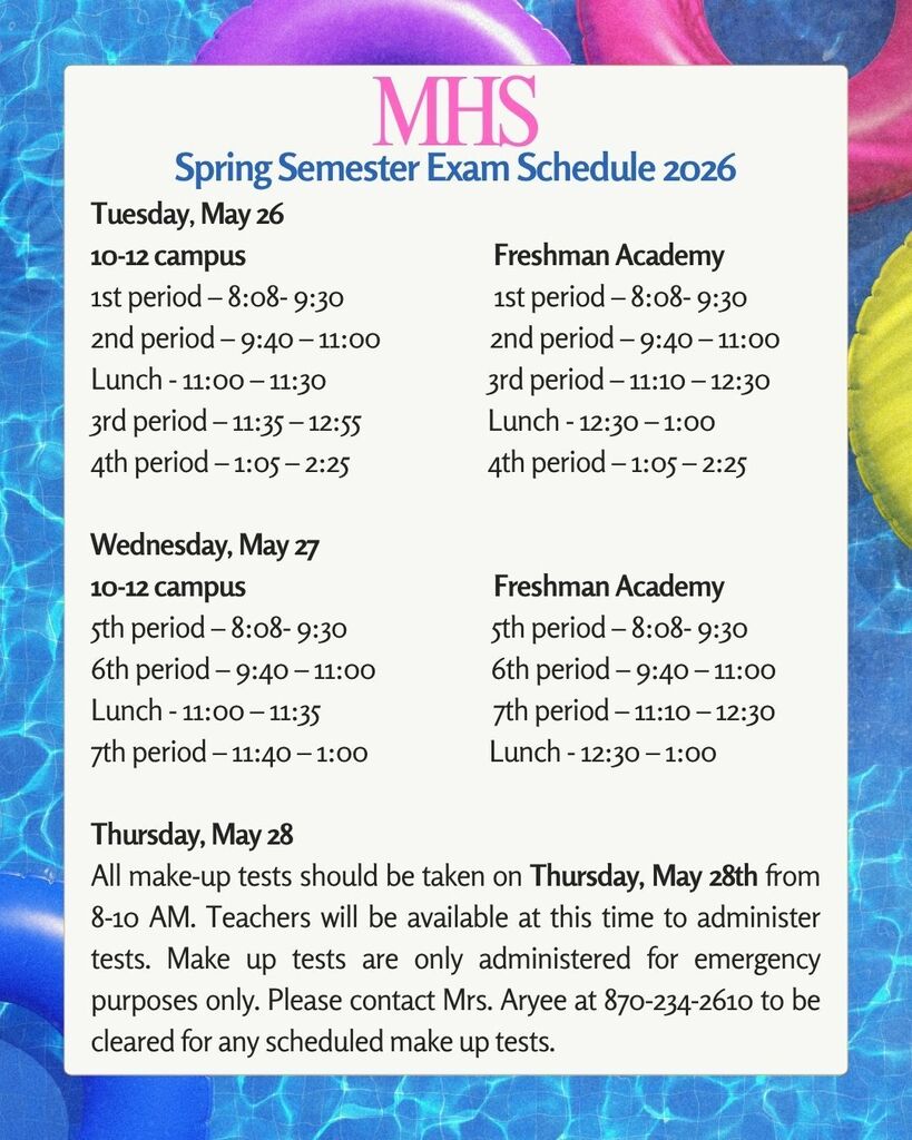 Spring Semester Exam Schedule