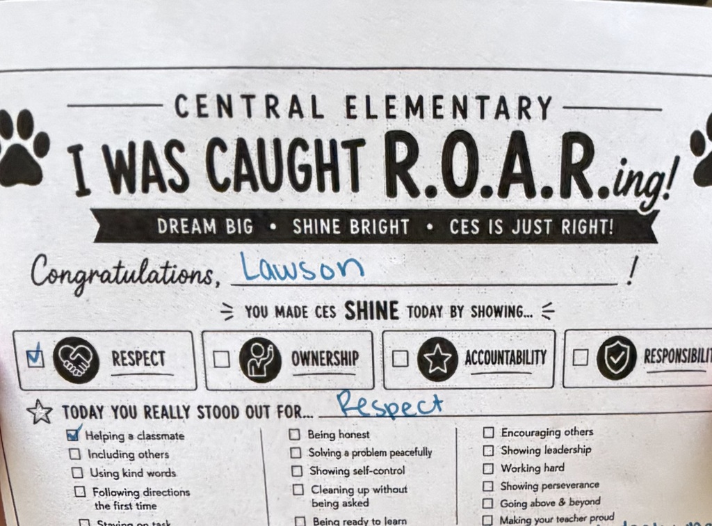 Lawson's R.O.A.R .ing Certificate