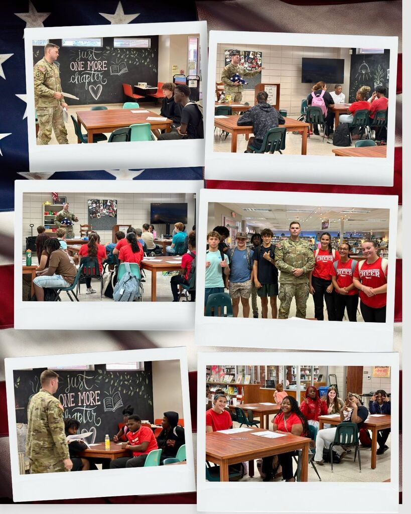 Sgt. Tompkins with the Army National Guard instructed MHS students on the history  and etiquette of the American flag.