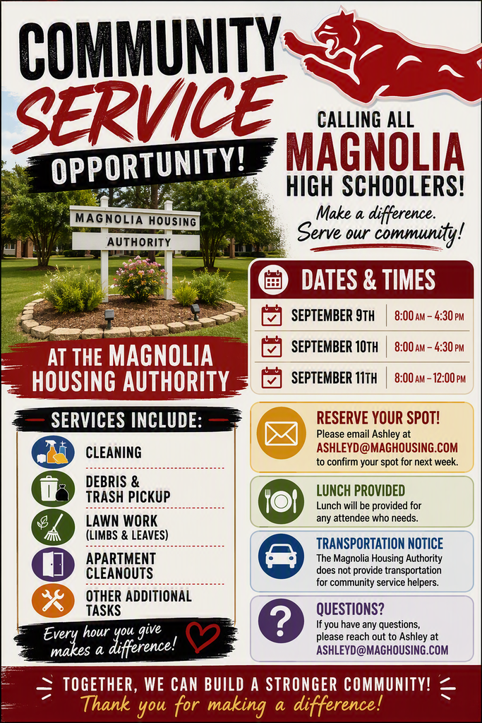 Community Service Opportunity for MHS Students