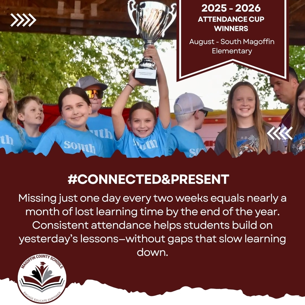 Congratulations to South Magoffin Elementary, the Attendance Cup champ for August!
