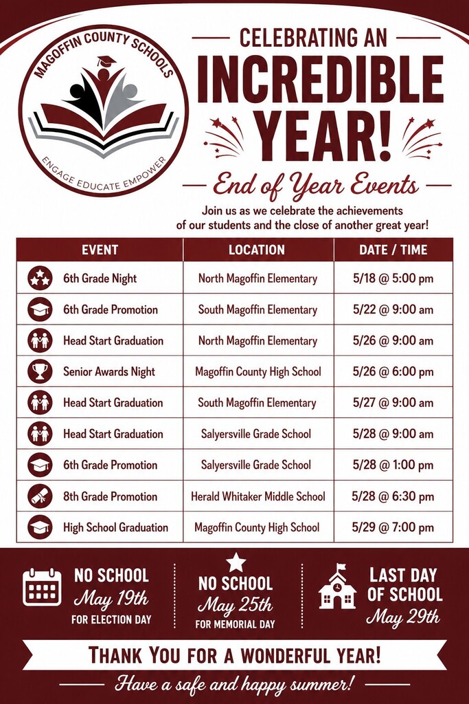 Join us as we celebrate the achievements of our students and the close of another great year!