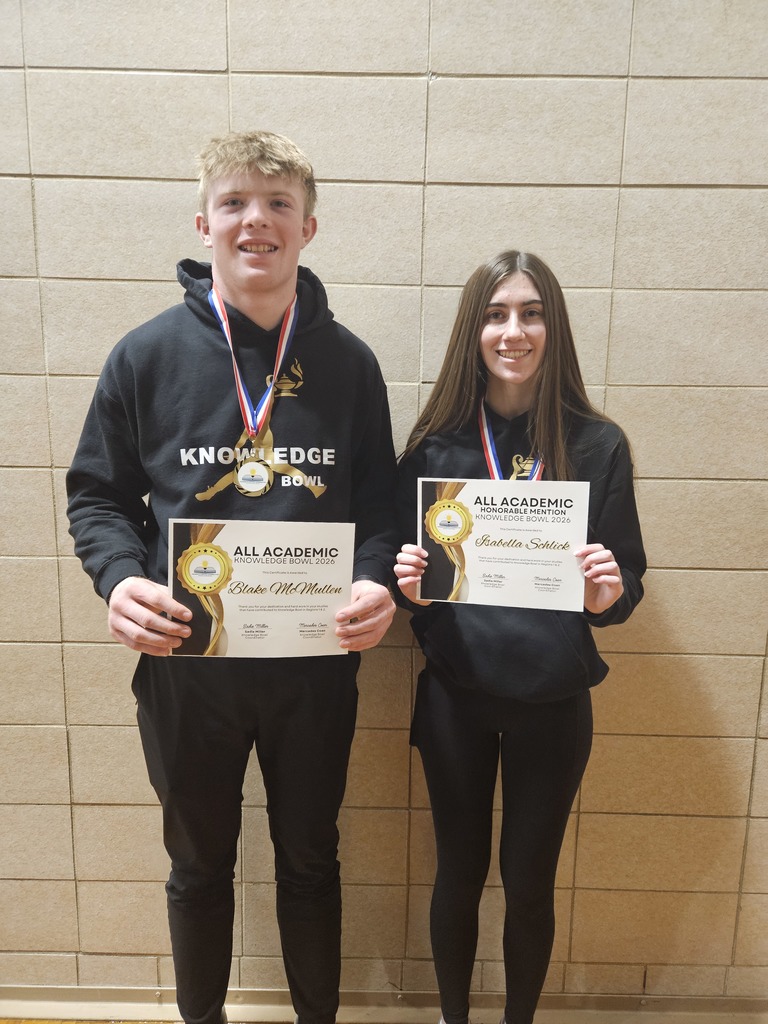Blake McMullen was named to the All Academic team and Isabella Schlick named to the Honorable Mention team