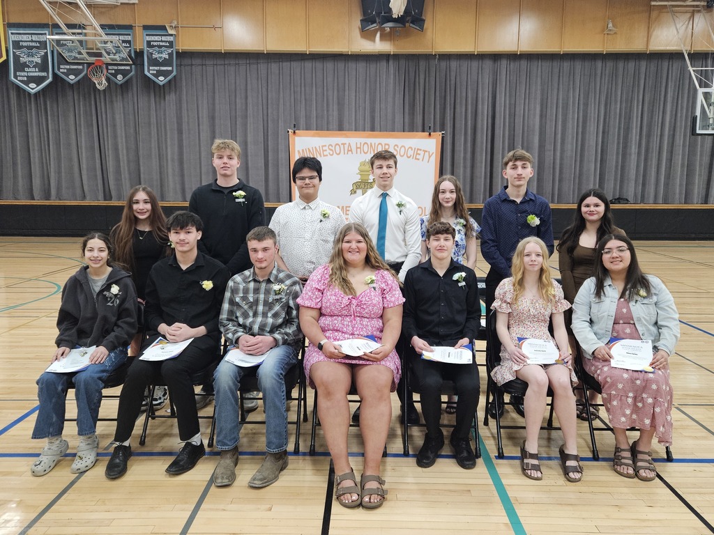 Photo of students who are the newest members of the Mahnomen Chapter of Minnesota Honor Society. 