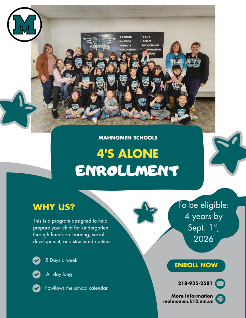 Flyer promoting enrollment for a 4’s Alone preschool program for Fall 2026. The program is full-day, everyday and open to children who will be 4 years old by September 1, 2026. It emphasizes school readiness, social development, and a supportive learning environment.
