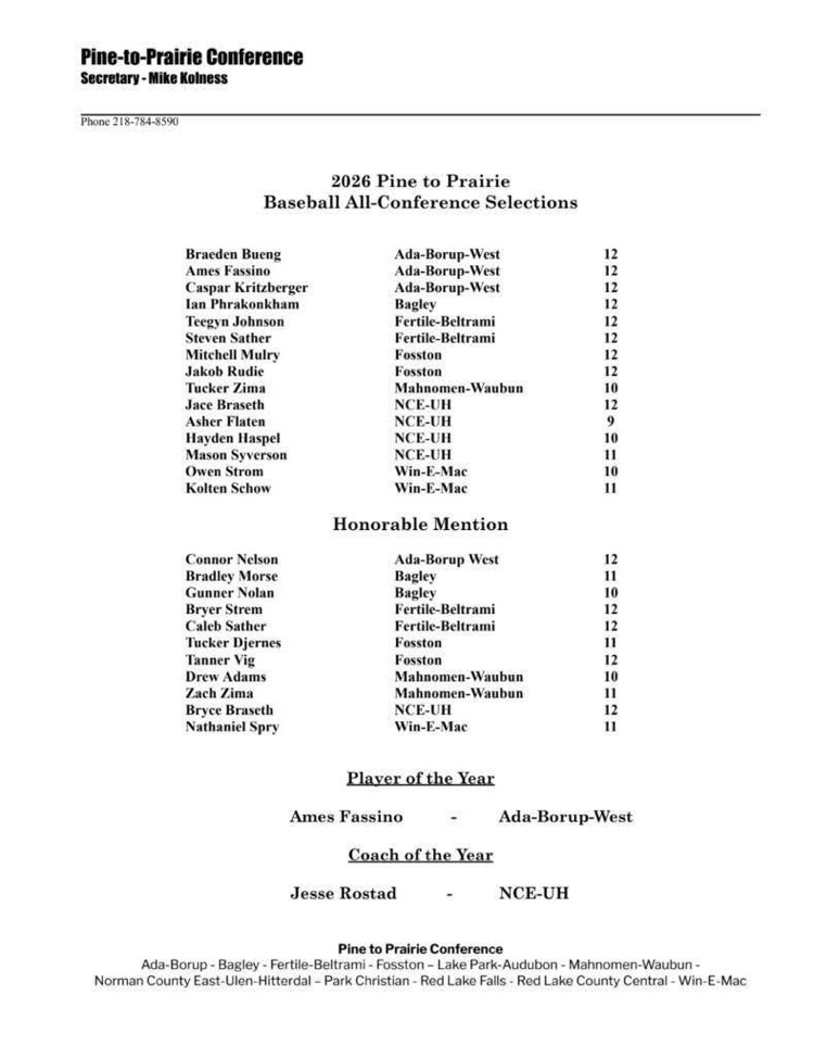 Baseball All-Conference! Congratulations!