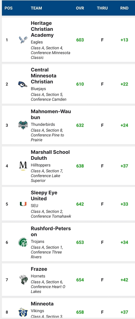 Boys Golf Score Card
