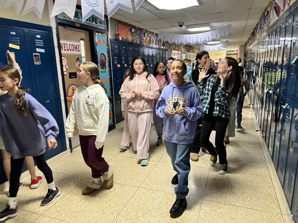 Sixth Grade Leadership Team Members see Lockers they advocated for for the first time