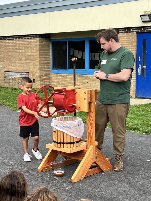 Kindergartners at Austin Road Learn How to Make Cider