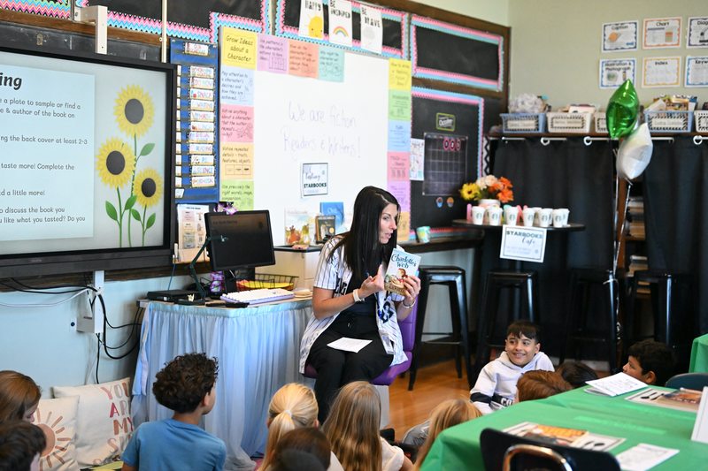 Fourth graders in Robin Ambrosi’s class at Lakeview Elementary School recently stepped into their classroom and found it transformed into a cozy café for a special reading event called “Starbooks Café.” 