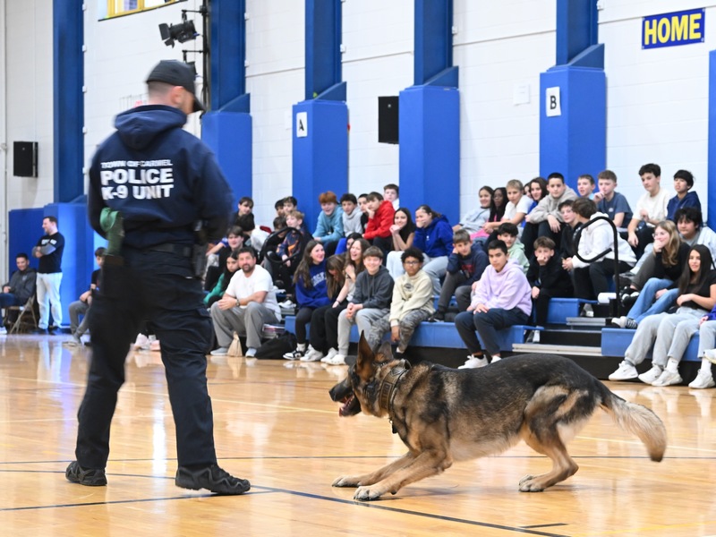 Mahopac Middle School hosts police-led DARE assembly featuring K-9 and drone demonstrations