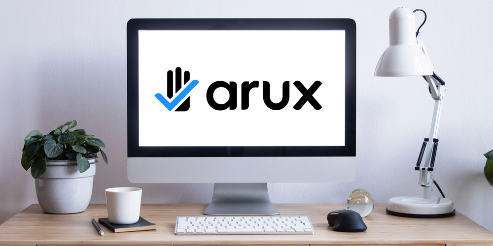 Computer screen with ARUX logo