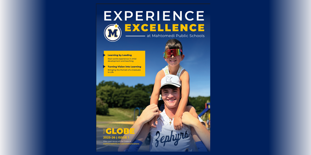 Cover of the Globe Newsletter with a picture of two students