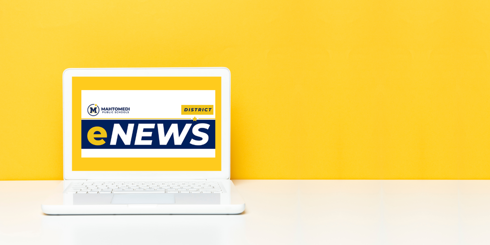 Computer with eNews graphic