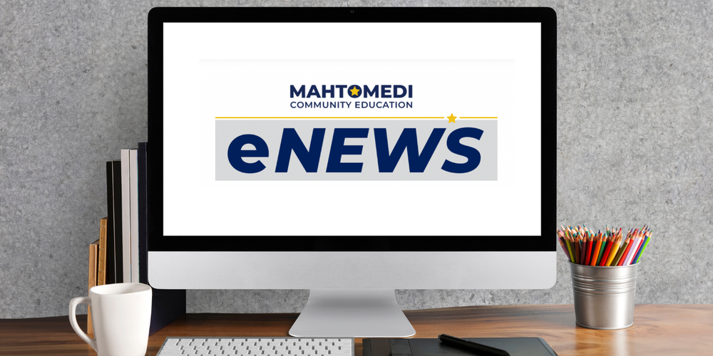 Mahtomedi Community Education eNews Logo on Computer Screen