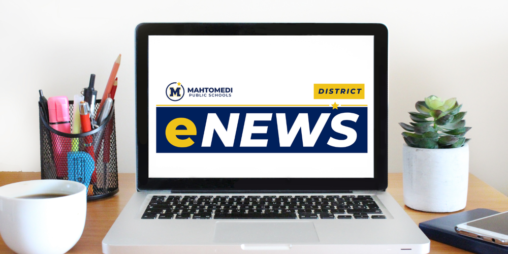 Mahtomedi eNews on a laptop