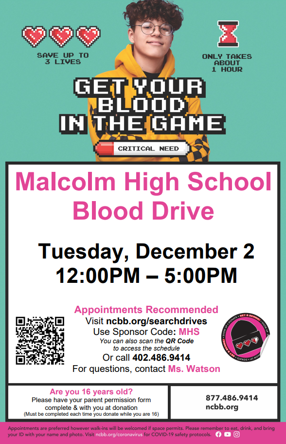 Malcolm High School Blood Drive