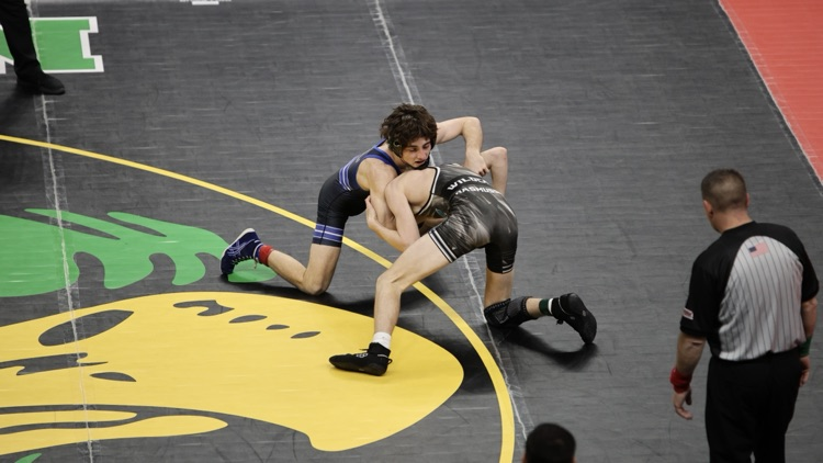 Cody Barton competing at State Wrestling  