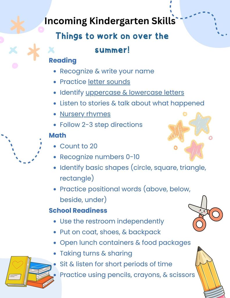 Incoming Kindergarten Skills