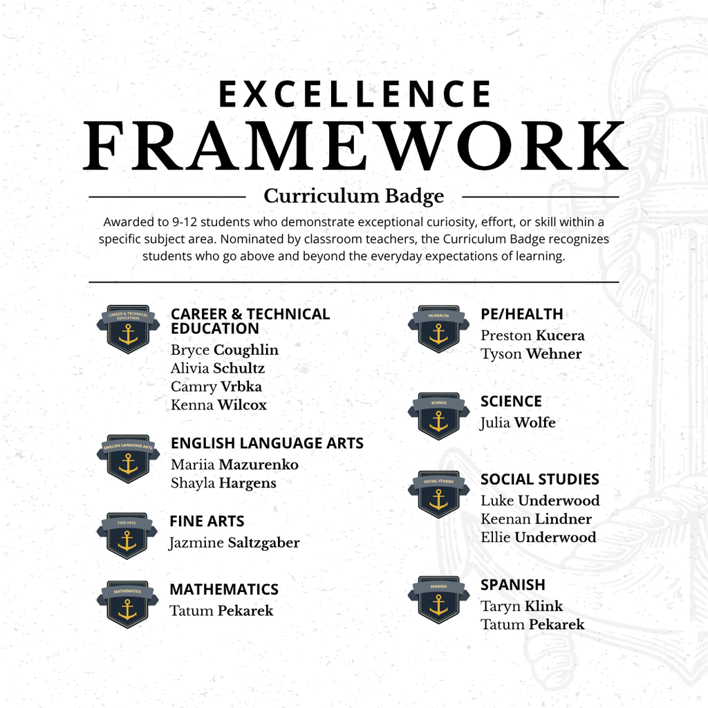August Curriculum Badge Winners