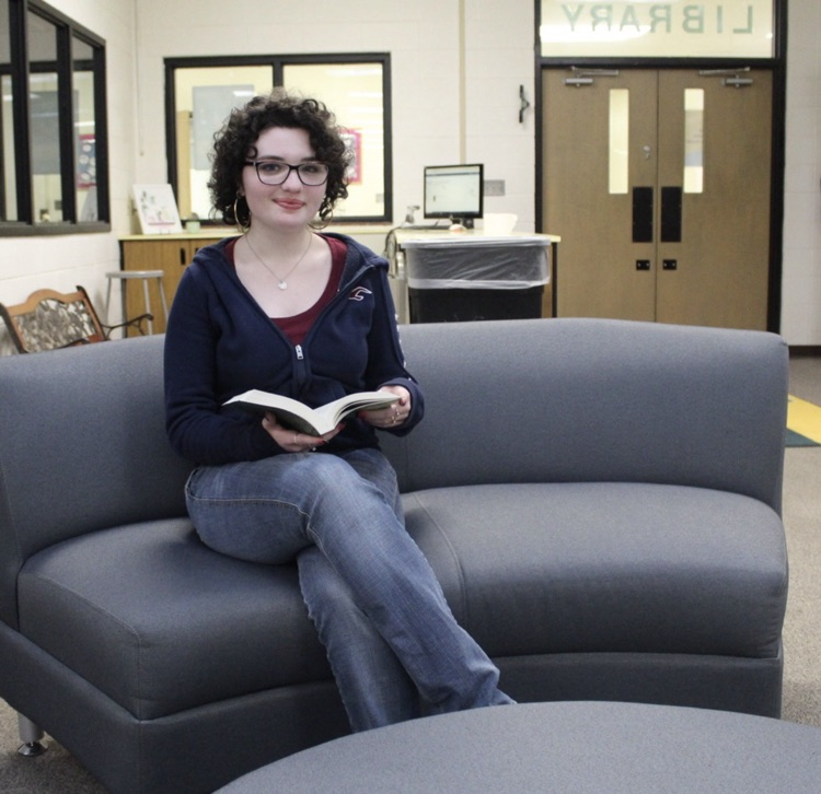 student in the library