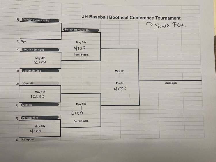 JH Baseball Conference Tournament @ South Pem begins Monday